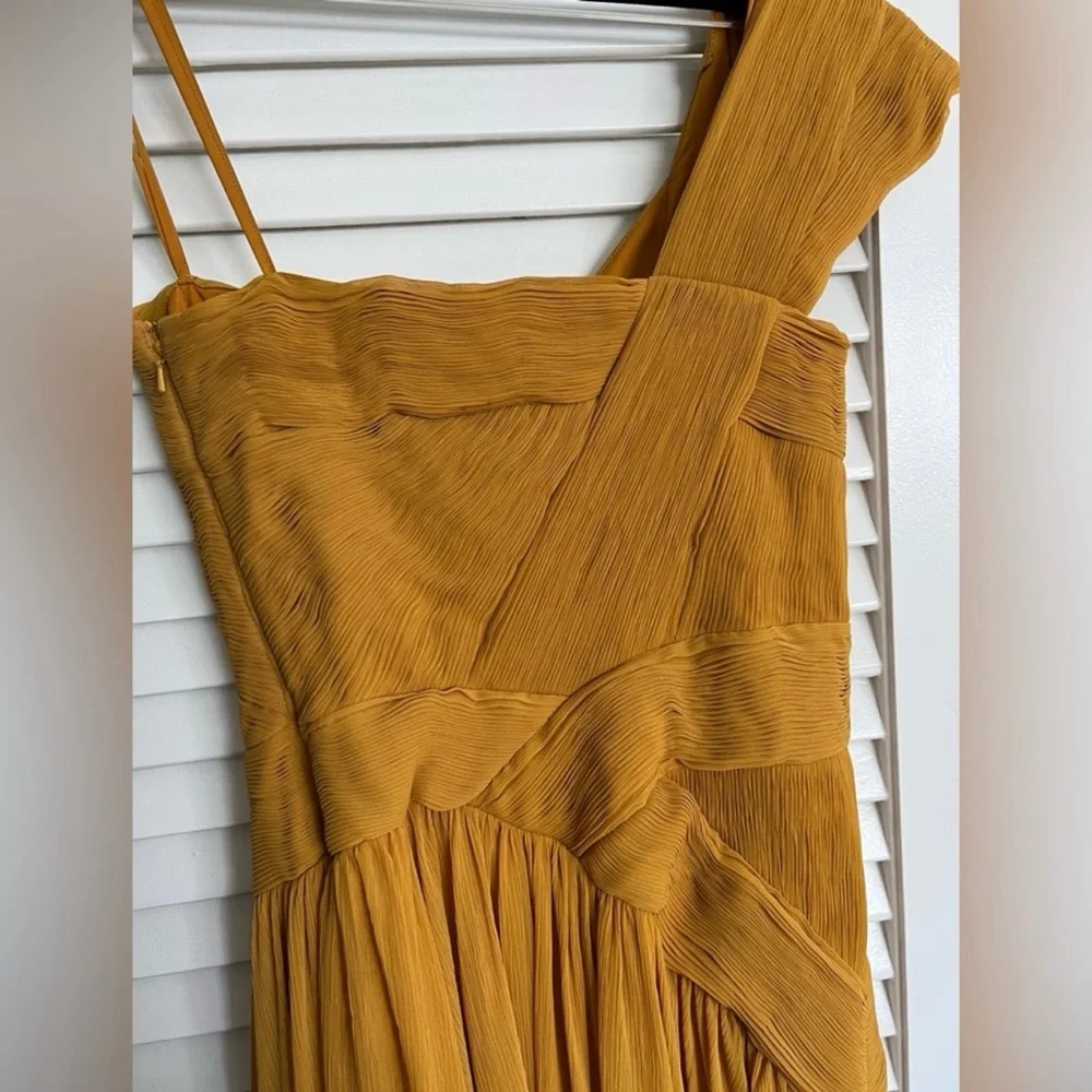 Tadashi Shoji Mustard Strapless Gown - Picture 5 of 7